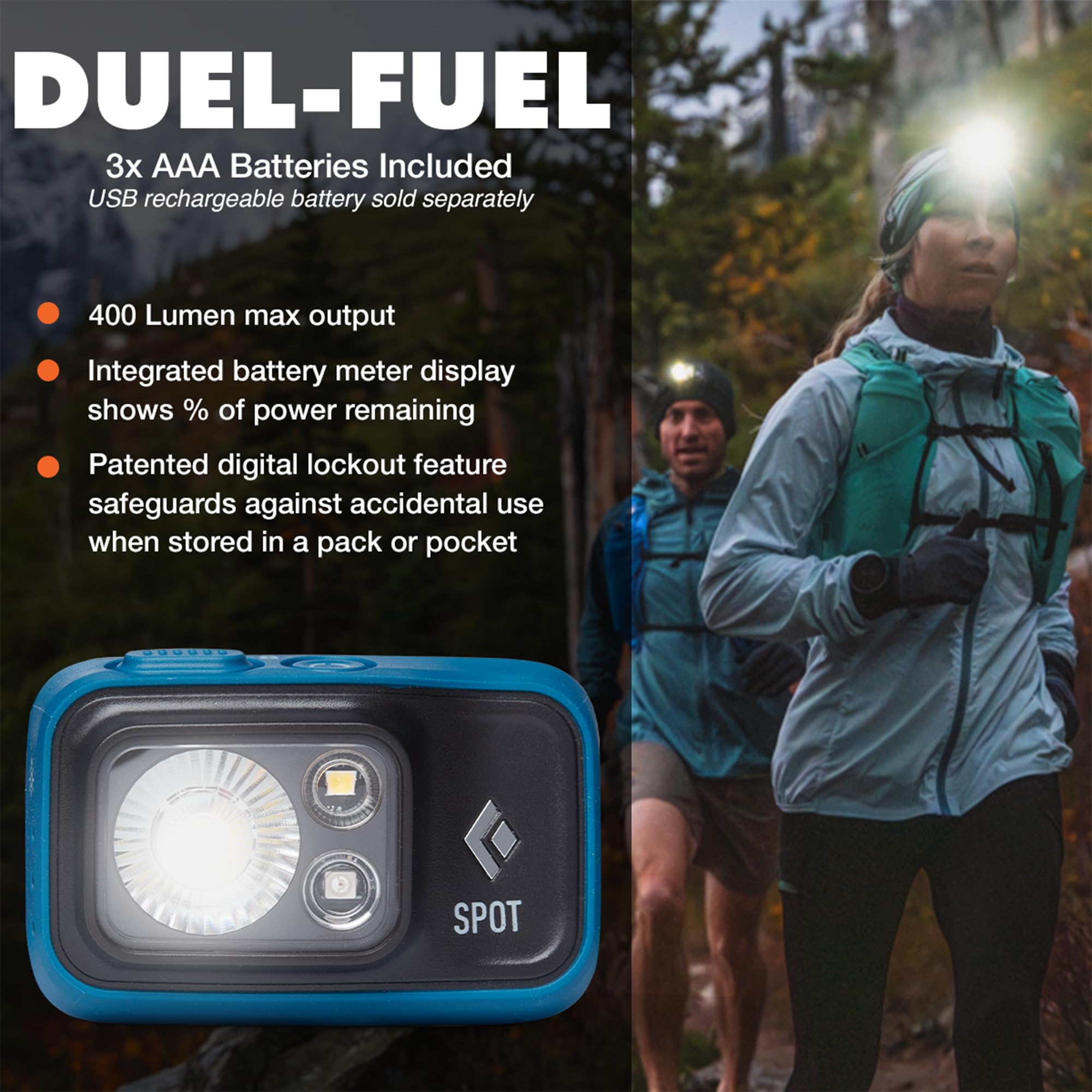 BLACK DIAMOND Spot 400 Headlamp | 400 Lumens Brightness, Dimmable | Waterproof & Durable | 3X AAA Battery Operated (Included) | Graphite