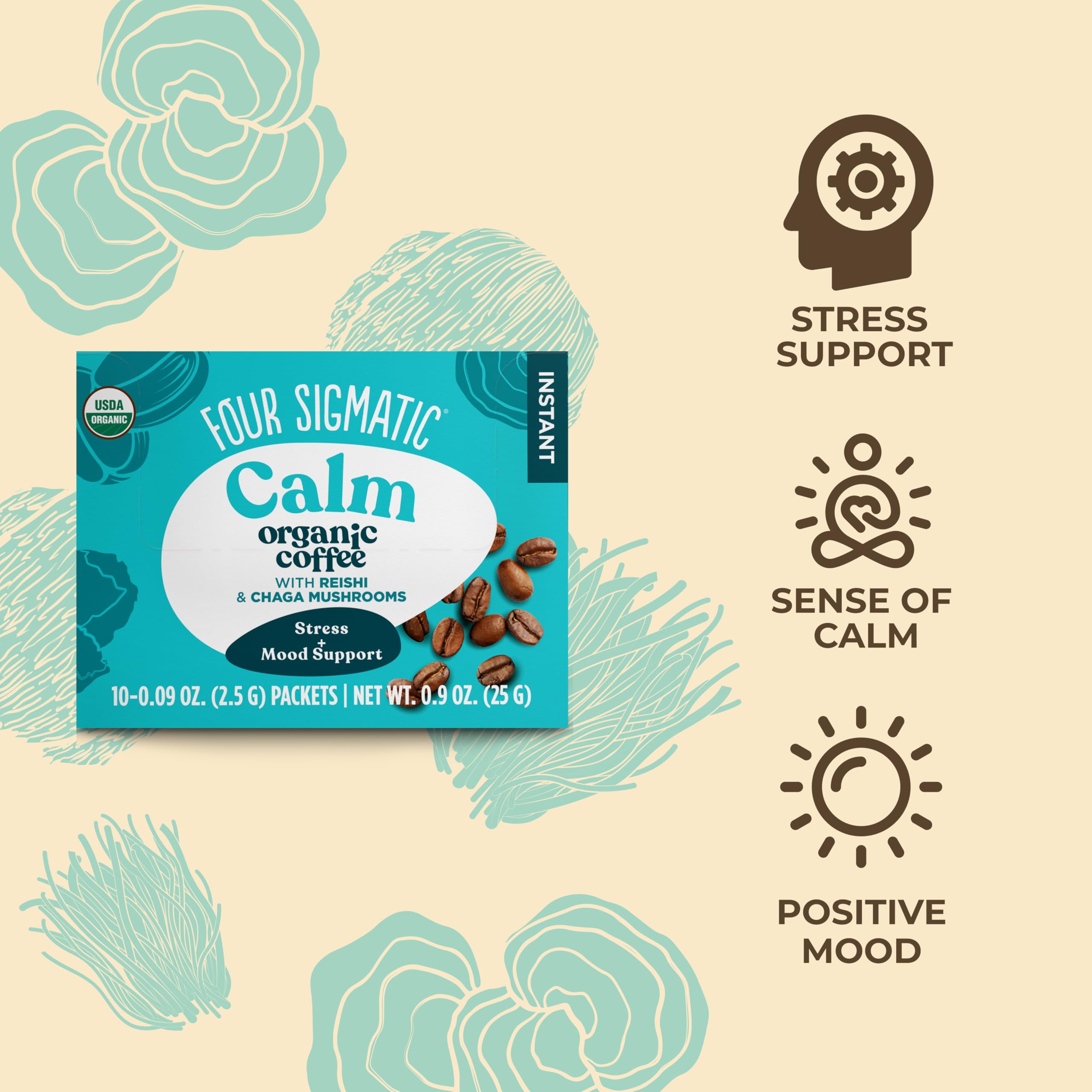 Four Sigmatic Original Mushroom Coffee | High Dose Lion's Mane, Chaga, Turkey Tail, Cordyceps and Reishi | Energy, Focus & Immune Support | 30 Servings