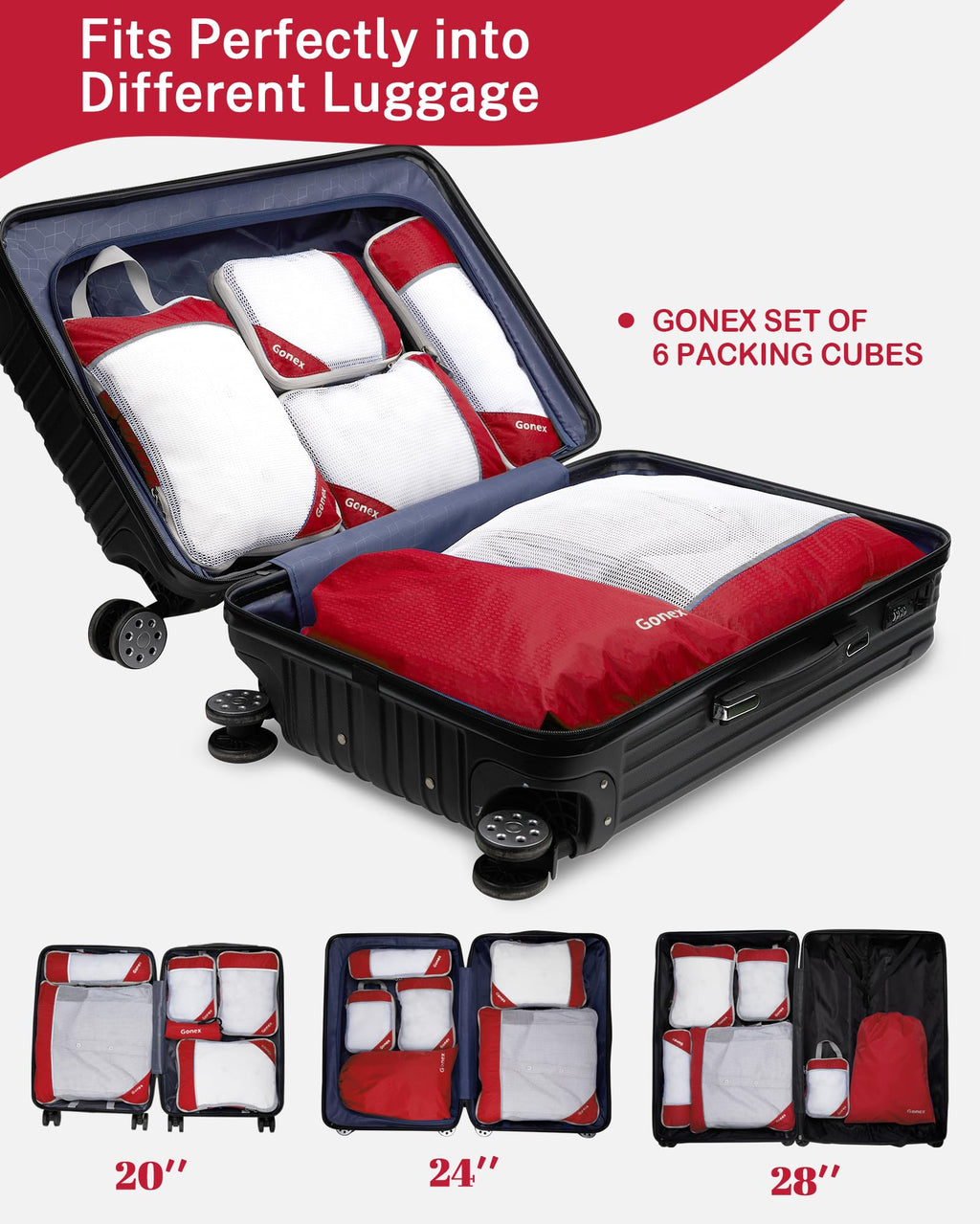 Compression Packing Cubes, Gonex Extensible Storage Mesh Bags Organizers