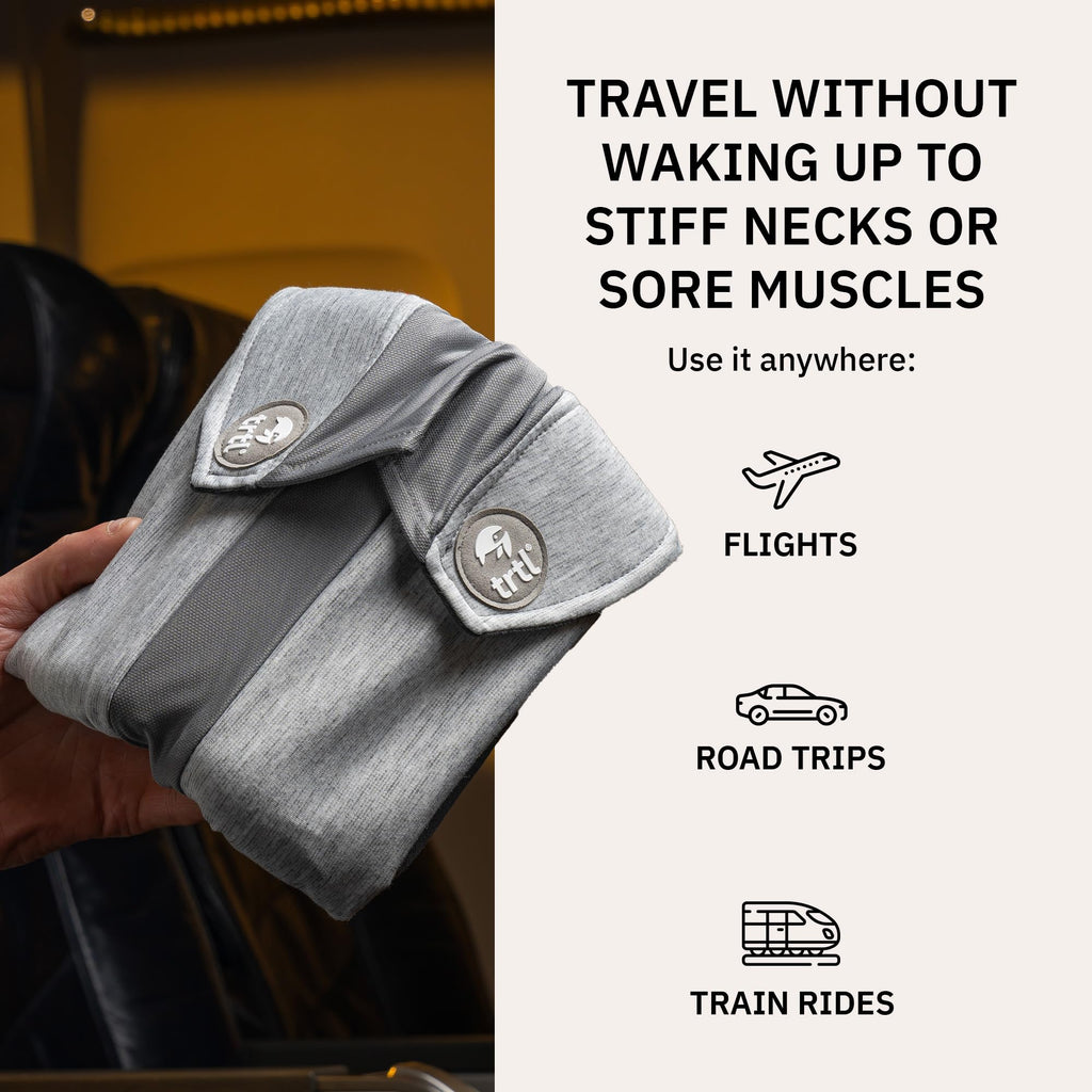 trtl Pillow Plus - Airplane Neck Pillow for Traveling - Height-Adjustable, Breathable Travel Pillow for Head and Neck Support While on Planes, Cars, and Trains - Machine Washable
