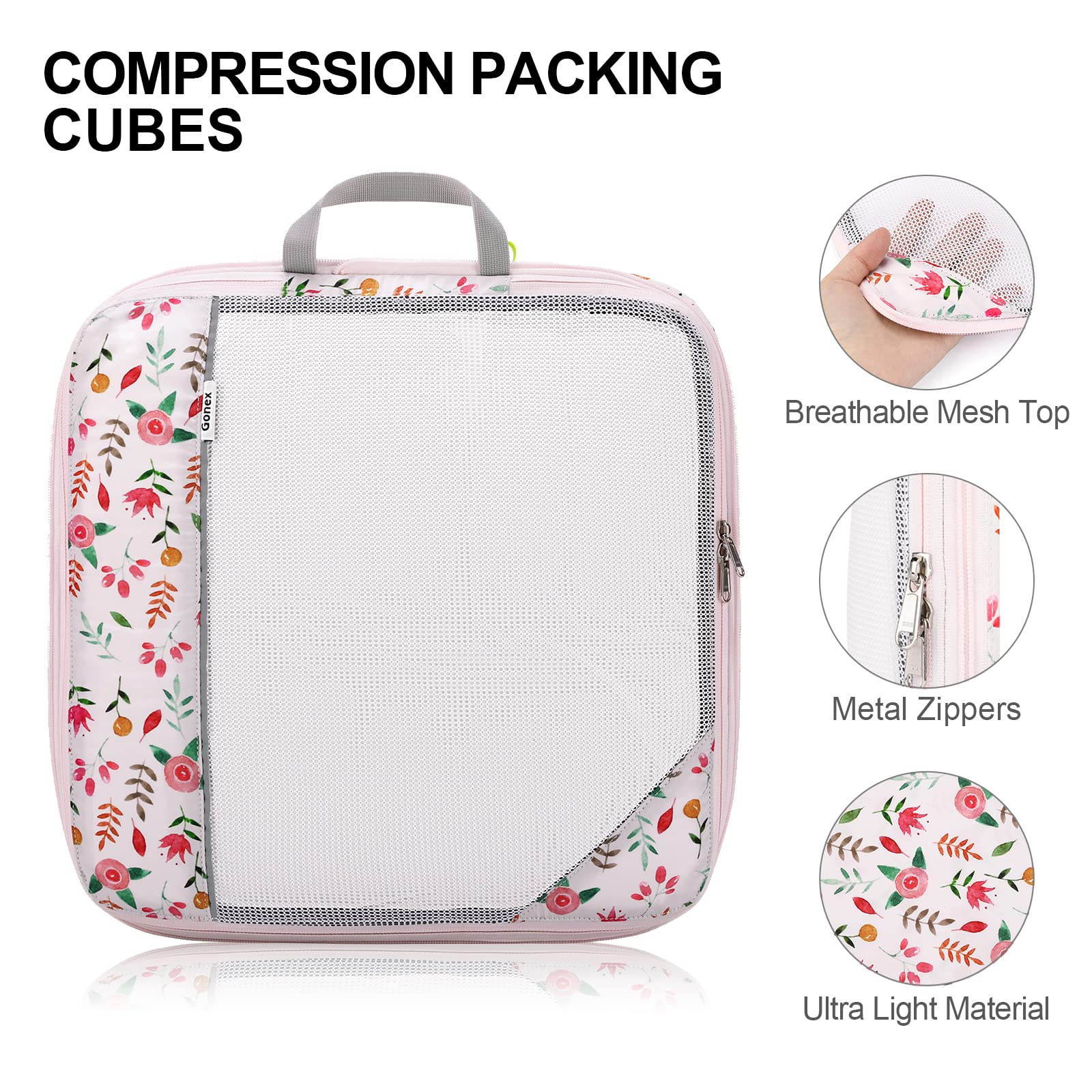Compression Packing Cubes, Gonex Extensible Storage Mesh Bags Organizers