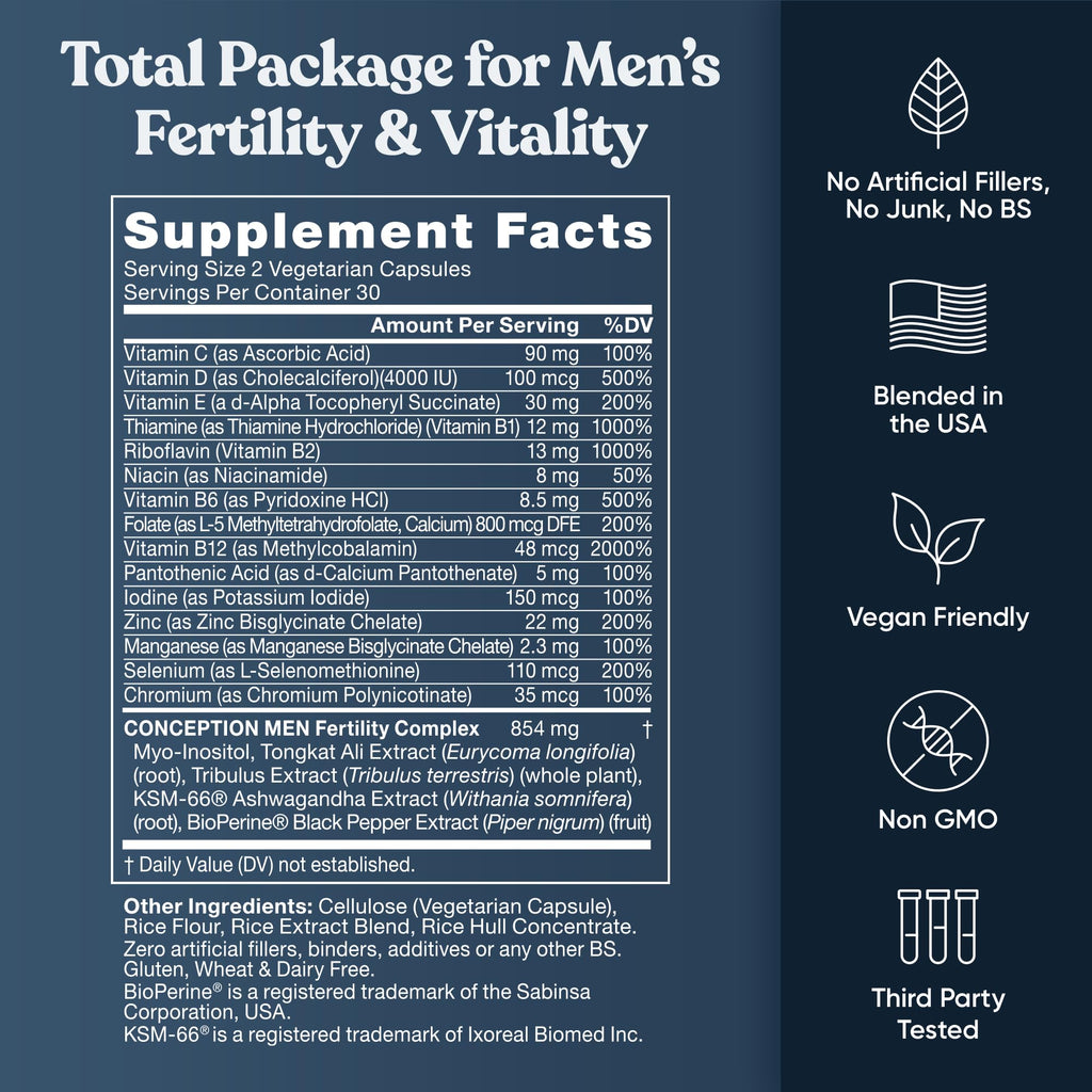 Eu Natural Conception for Her Fertility Supplements for Women - Ovulation, Hormonal Balance & Regular Cycle Support - Myo-Inositol, Folate, Shatavari & Vitex - 60 Vegetarian Capsules