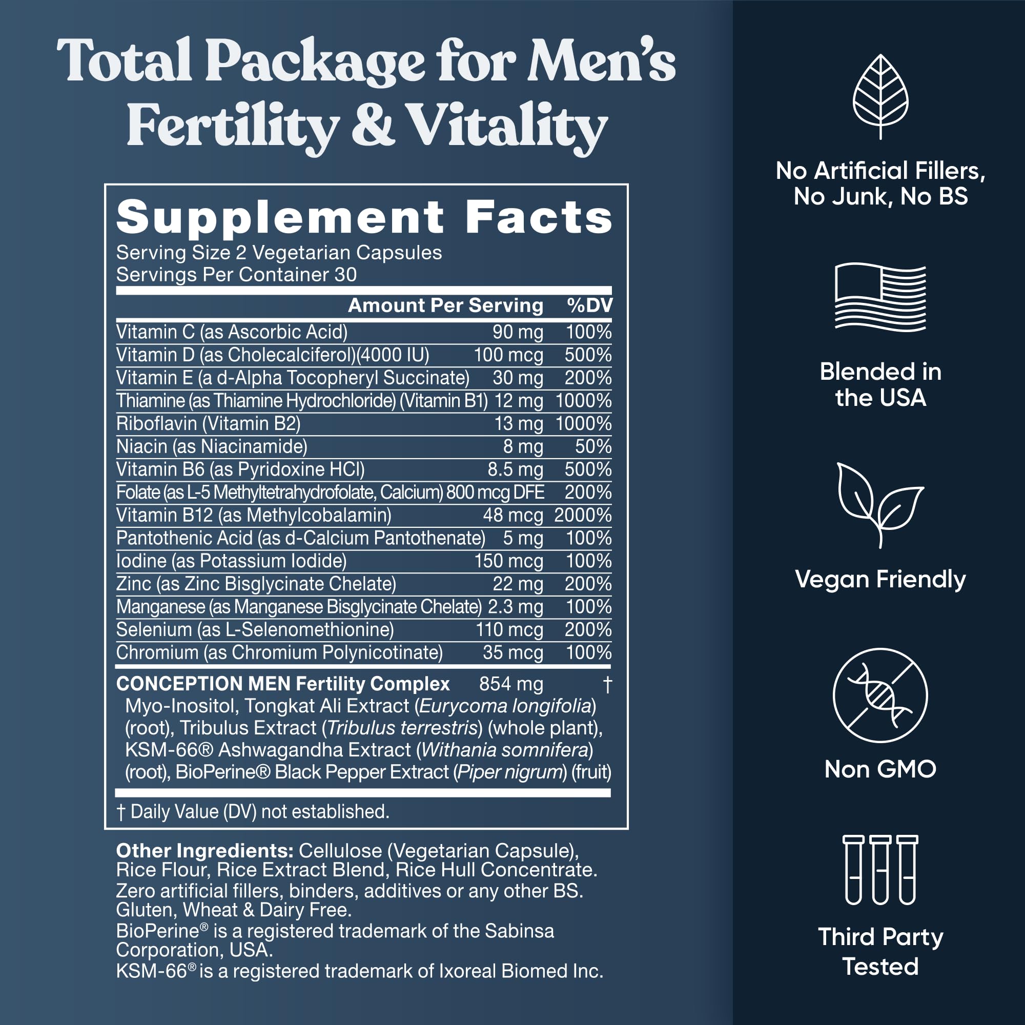 Eu Natural Conception for Her Fertility Supplements for Women - Ovulation, Hormonal Balance & Regular Cycle Support - Myo-Inositol, Folate, Shatavari & Vitex - 60 Vegetarian Capsules