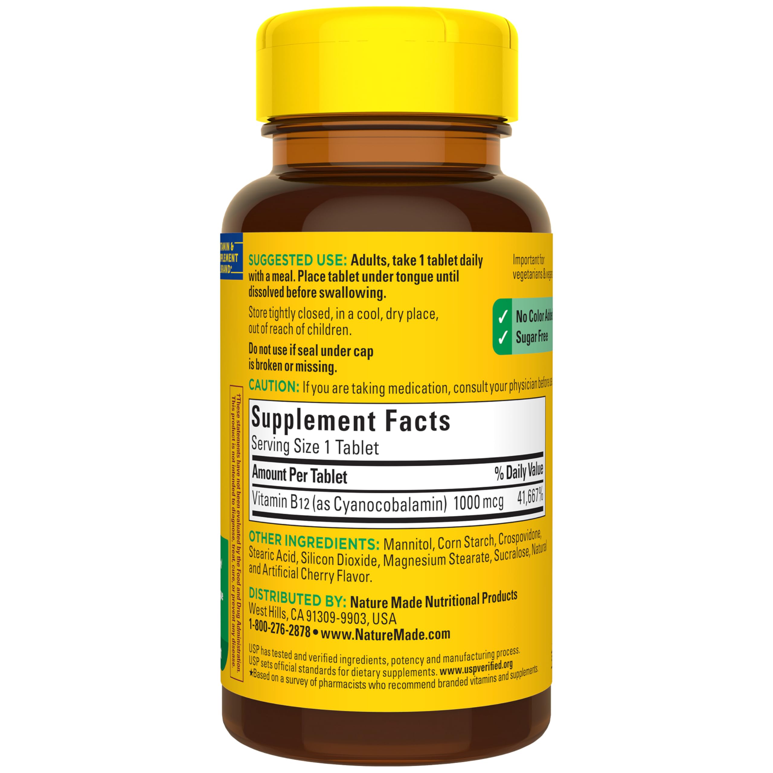 Nature Made Vitamin B12 1000 mcg, Easy to Take Vitamin B12 Sublingual Tablets for Energy Metabolism Support, 50 Sugar Free Fast Dissolve Tablets, 50 Day Supply