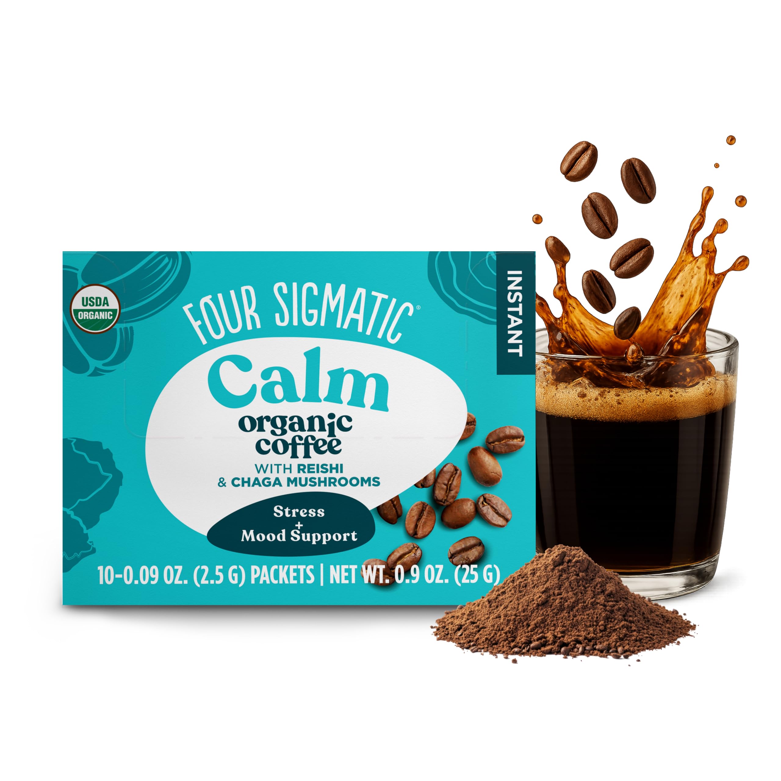 Four Sigmatic Original Mushroom Coffee | High Dose Lion's Mane, Chaga, Turkey Tail, Cordyceps and Reishi | Energy, Focus & Immune Support | 30 Servings
