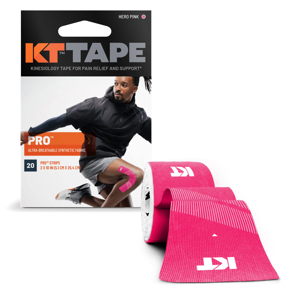 KT Tape, Pro Synthetic Kinesiology Athletic Tape, 20 Count, 10” Precut Strip
