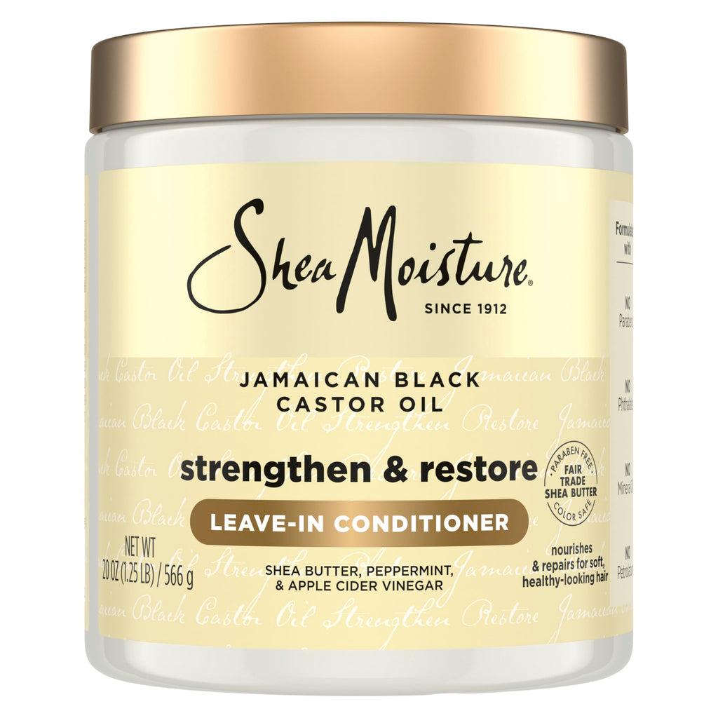SheaMoisture Jamaican Black Castor Oil Leave In Conditioner 100% Pure Jamaican Black Castor Oil For Damaged Hair to Soften and Detangle Hair 11.5 oz