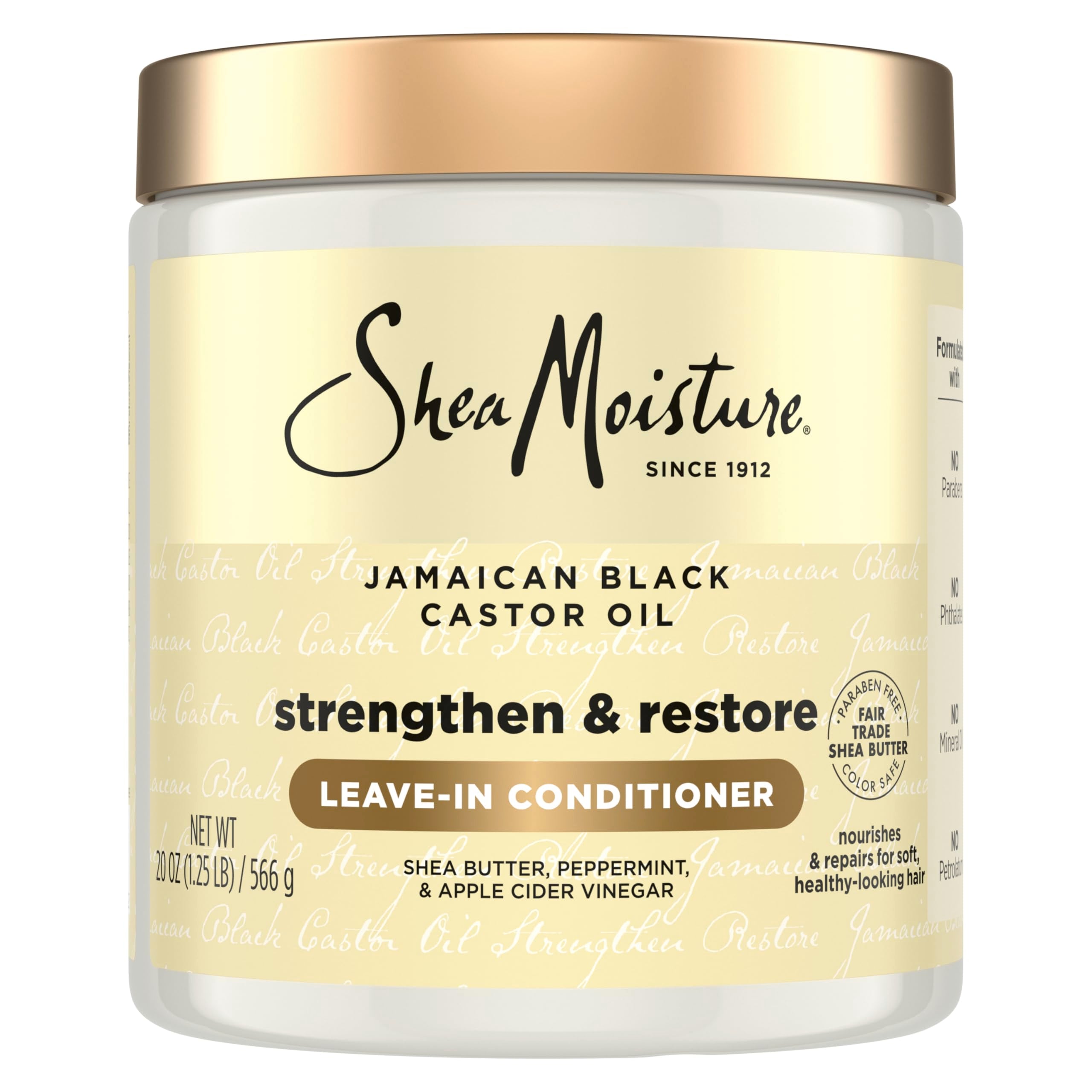 SheaMoisture Jamaican Black Castor Oil Leave In Conditioner 100% Pure Jamaican Black Castor Oil For Damaged Hair to Soften and Detangle Hair 11.5 oz