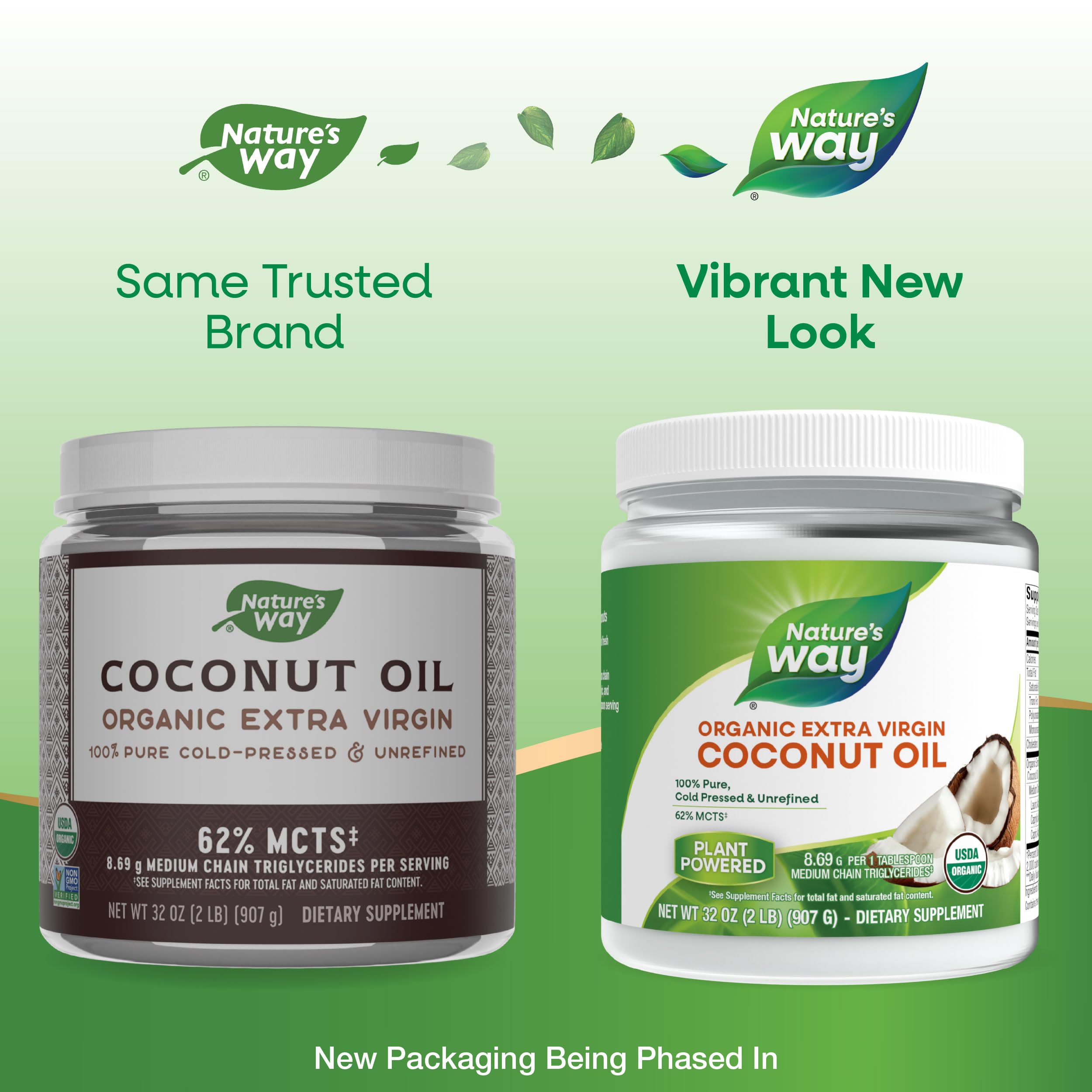 Nature's Way USDA Organic Extra Virgin Coconut Oil- Pure, Cold-Pressed, Non-GMO, 16 Ounces