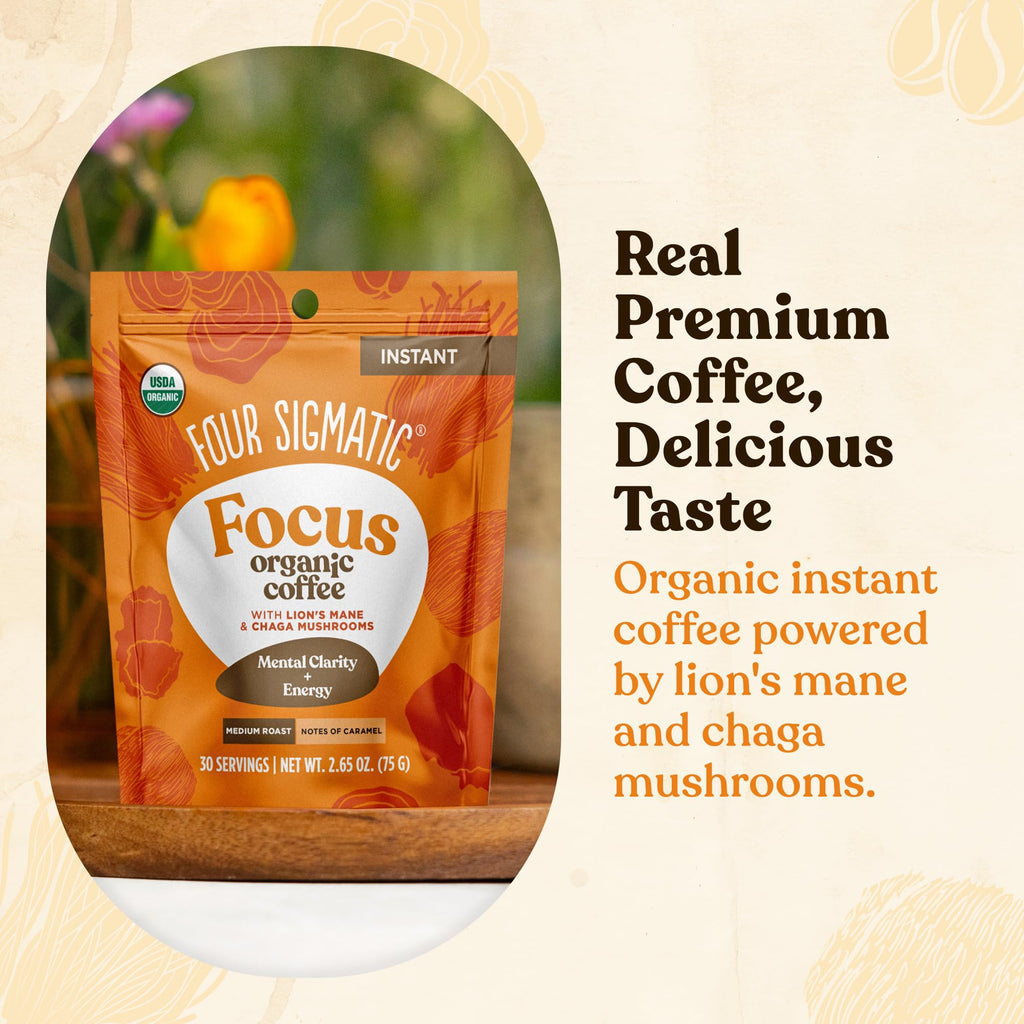 Four Sigmatic Original Mushroom Coffee | High Dose Lion's Mane, Chaga, Turkey Tail, Cordyceps and Reishi | Energy, Focus & Immune Support | 30 Servings