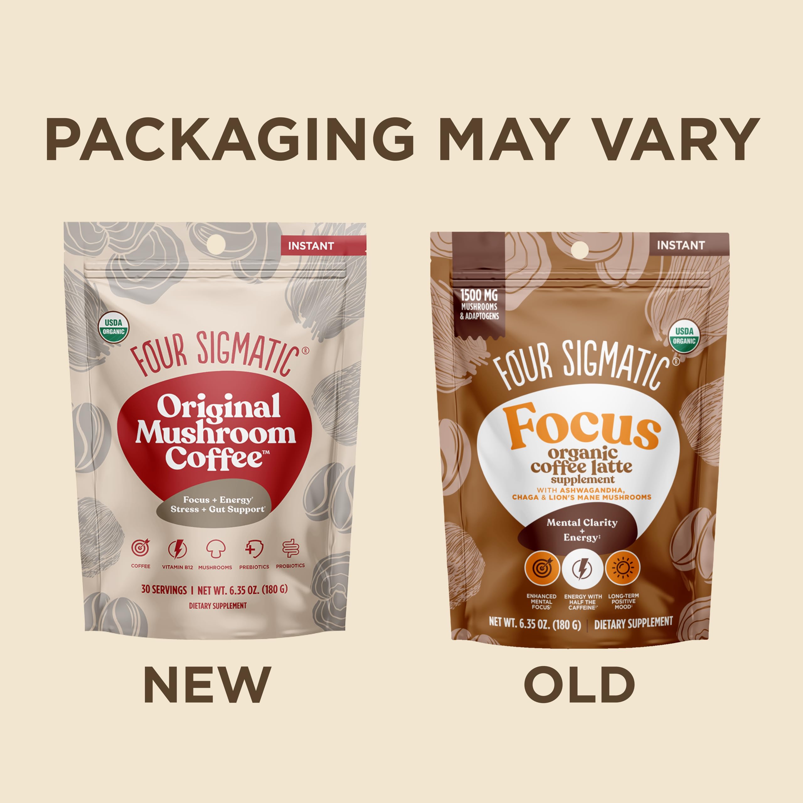 Four Sigmatic Original Mushroom Coffee | High Dose Lion's Mane, Chaga, Turkey Tail, Cordyceps and Reishi | Energy, Focus & Immune Support | 30 Servings
