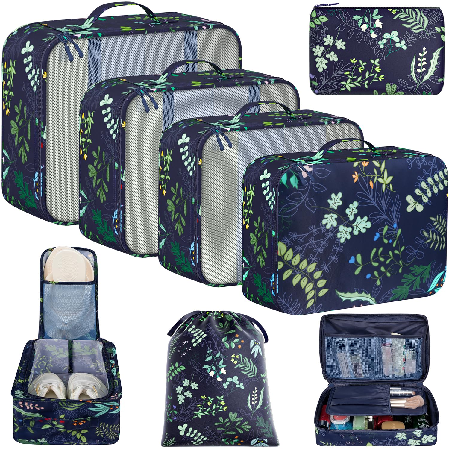 BAGAIL 8 Set Packing Cubes Luggage Packing Organizers for Travel Accessories-Cream