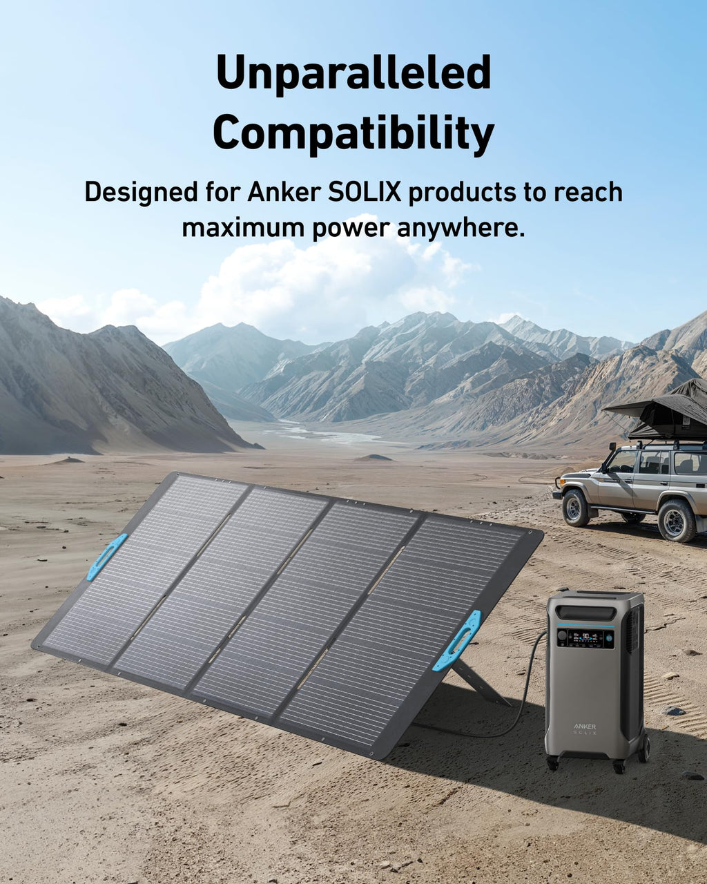 Anker SOLIX PS200 Solar Panel with Adjustable Kickstand, 200W Foldable Portable Solar Charger, IP67 Waterproof, 23% Higher Energy Conversion Efficiency, for Camping, RVs, and Blackouts