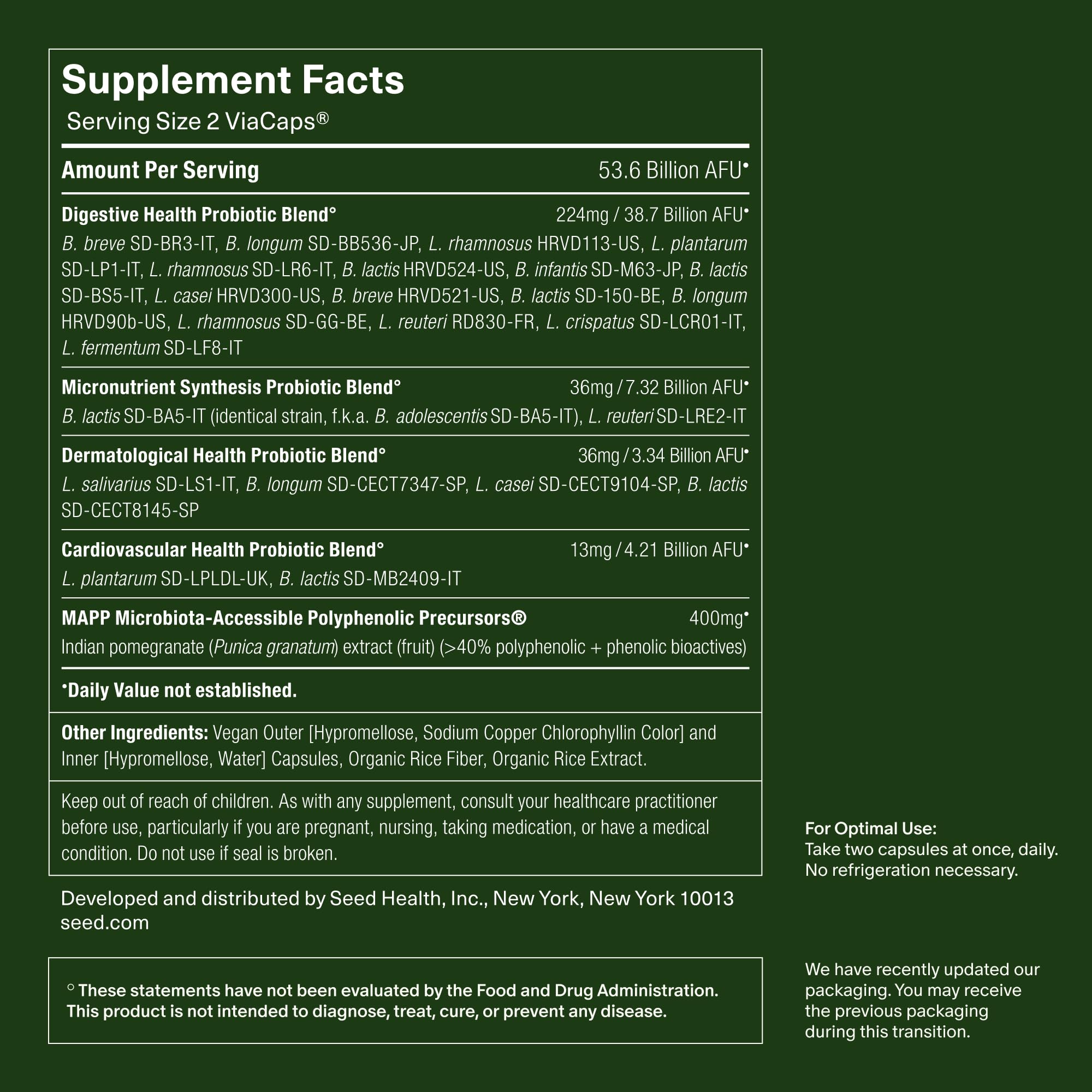 Seed DS-01 Daily Synbiotic - Prebiotic and Probiotic for Women & Men - Digestive Health, Gut Health, Immune Support, Bloating & Constipation Relief - Vegan & Shelf-Stable - 60 Capsules (30-Day Supply)