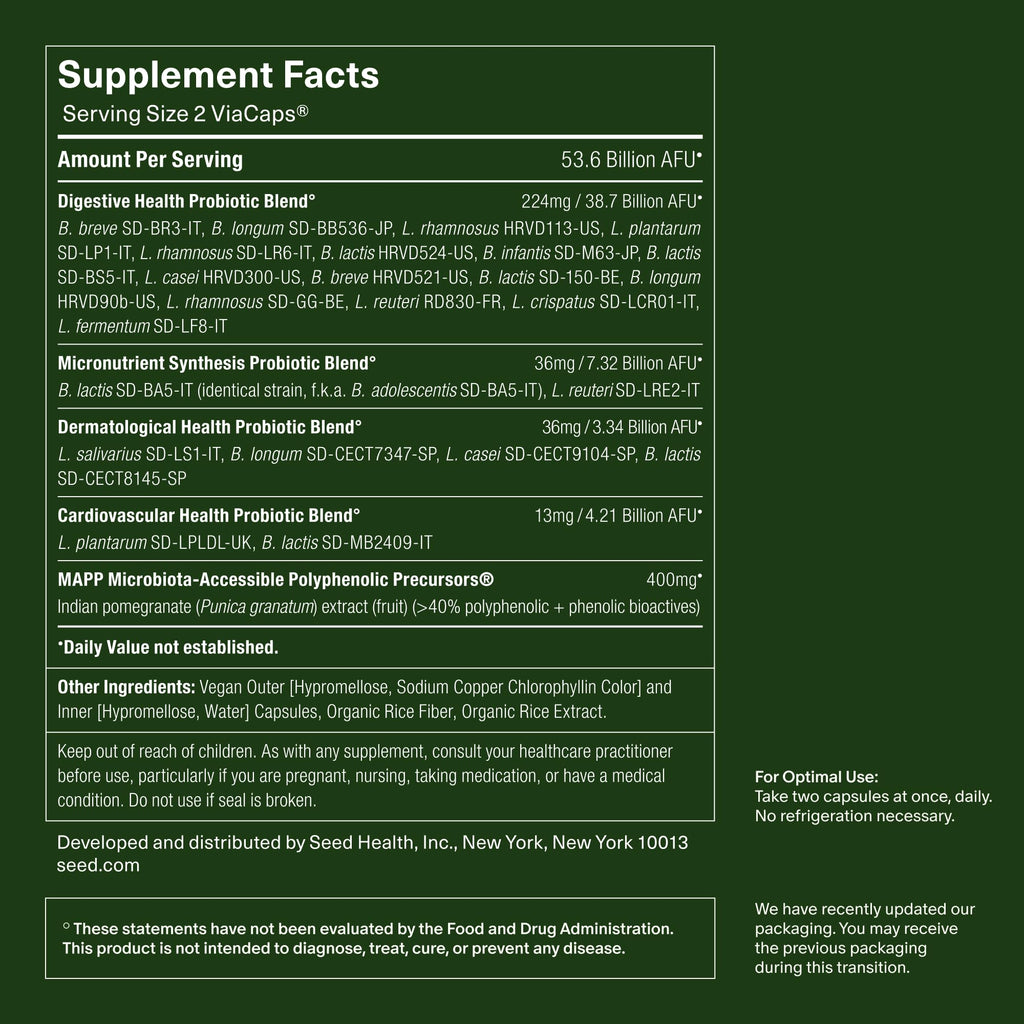 Seed DS-01 Daily Synbiotic - Prebiotic and Probiotic for Women & Men - Digestive Health, Gut Health, Immune Support, Bloating & Constipation Relief - Vegan & Shelf-Stable - 60 Capsules (30-Day Supply)
