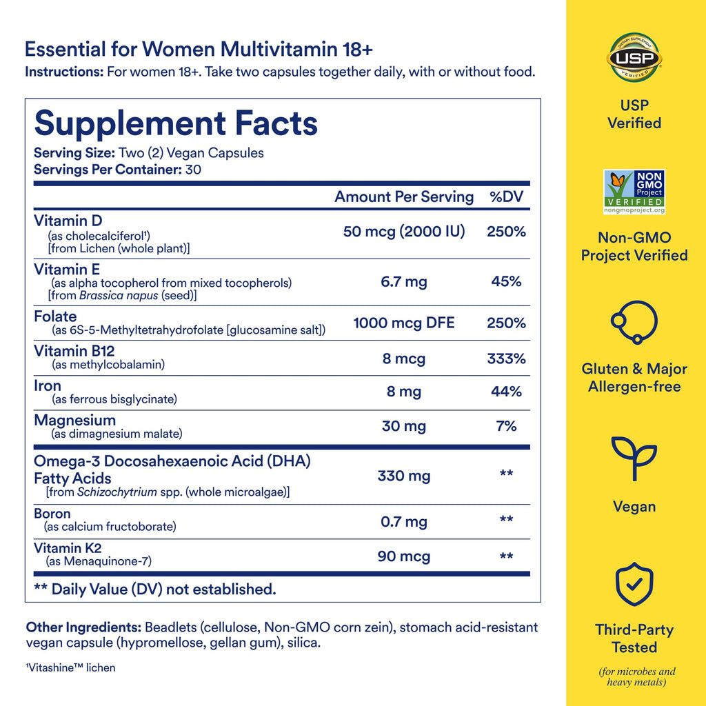 Ritual Women’s 18+ Daily Multivitamin - Key Essential Vitamins and Minerals to Support Energy, Heart, Bone, Brain Health* - Clinical Backed - Vegan - USP Verified - Mint - 60 Capsules - 30 Servings