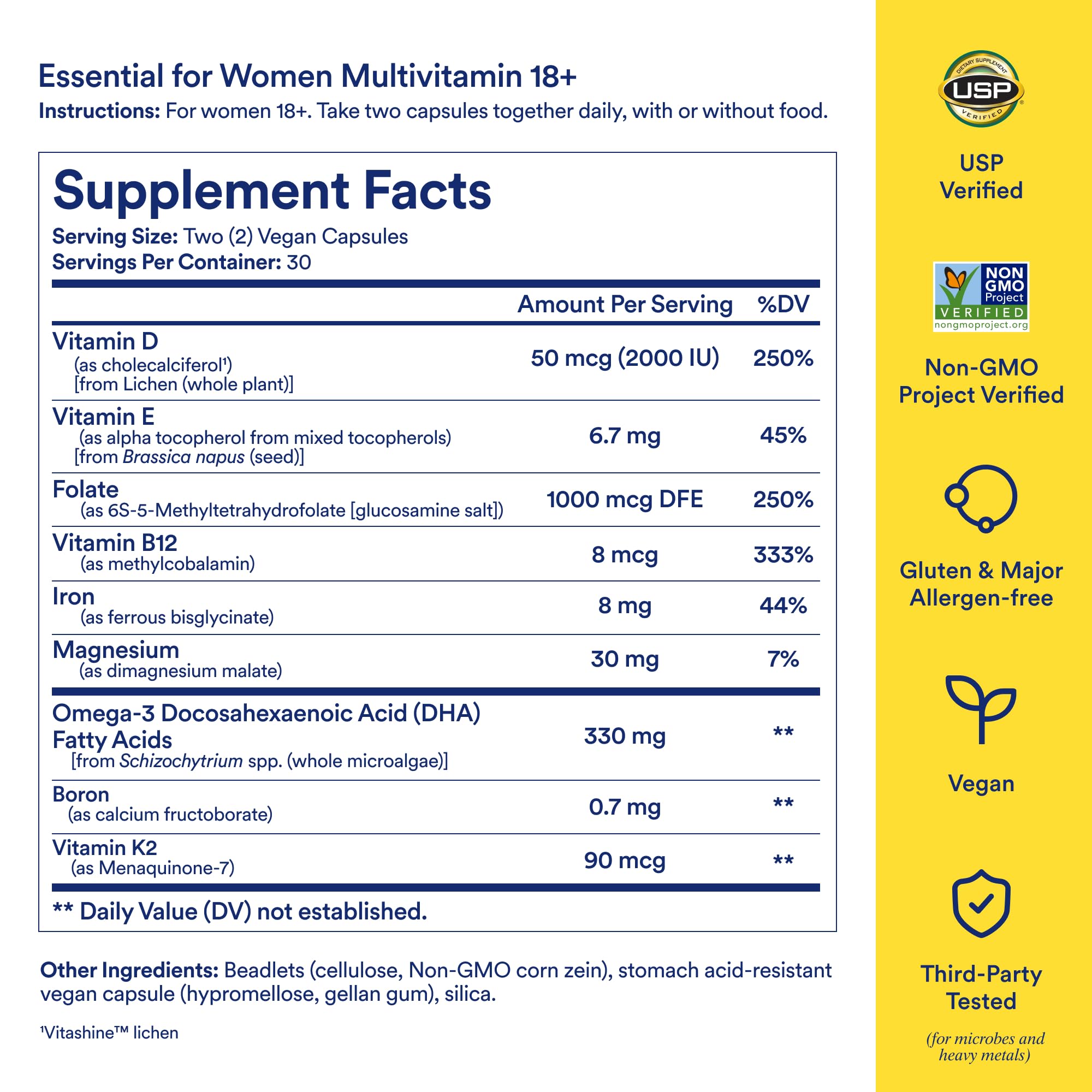Ritual Women’s 18+ Daily Multivitamin - Key Essential Vitamins and Minerals to Support Energy, Heart, Bone, Brain Health* - Clinical Backed - Vegan - USP Verified - Mint - 60 Capsules - 30 Servings