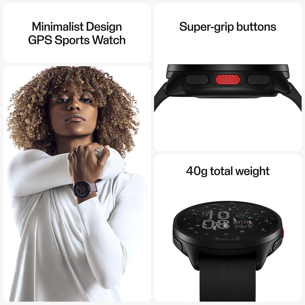 POLAR Pacer Pro Advanced Ultra-Light GPS Fitness Tracker Smartwatch for Runners with Training Program & Recovery Tools; S-L, for Men or Women, White-Red