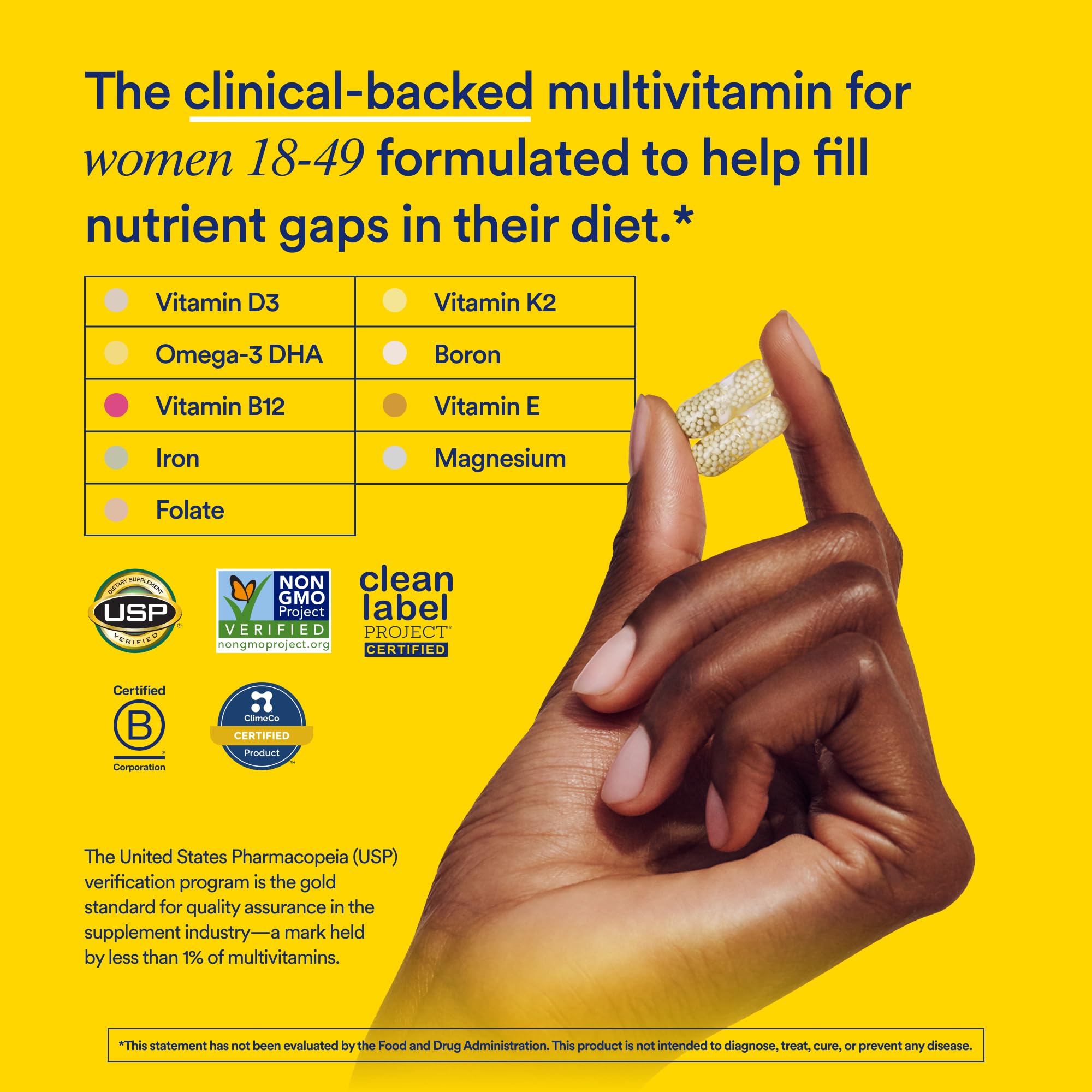 Ritual Women’s 18+ Daily Multivitamin - Key Essential Vitamins and Minerals to Support Energy, Heart, Bone, Brain Health* - Clinical Backed - Vegan - USP Verified - Mint - 60 Capsules - 30 Servings