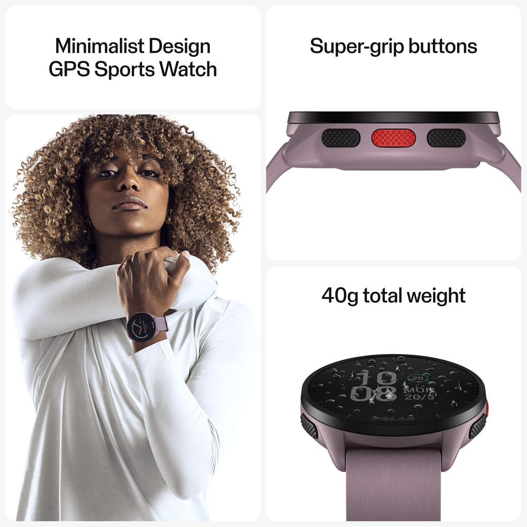 POLAR Pacer Pro Advanced Ultra-Light GPS Fitness Tracker Smartwatch for Runners with Training Program & Recovery Tools; S-L, for Men or Women, White-Red