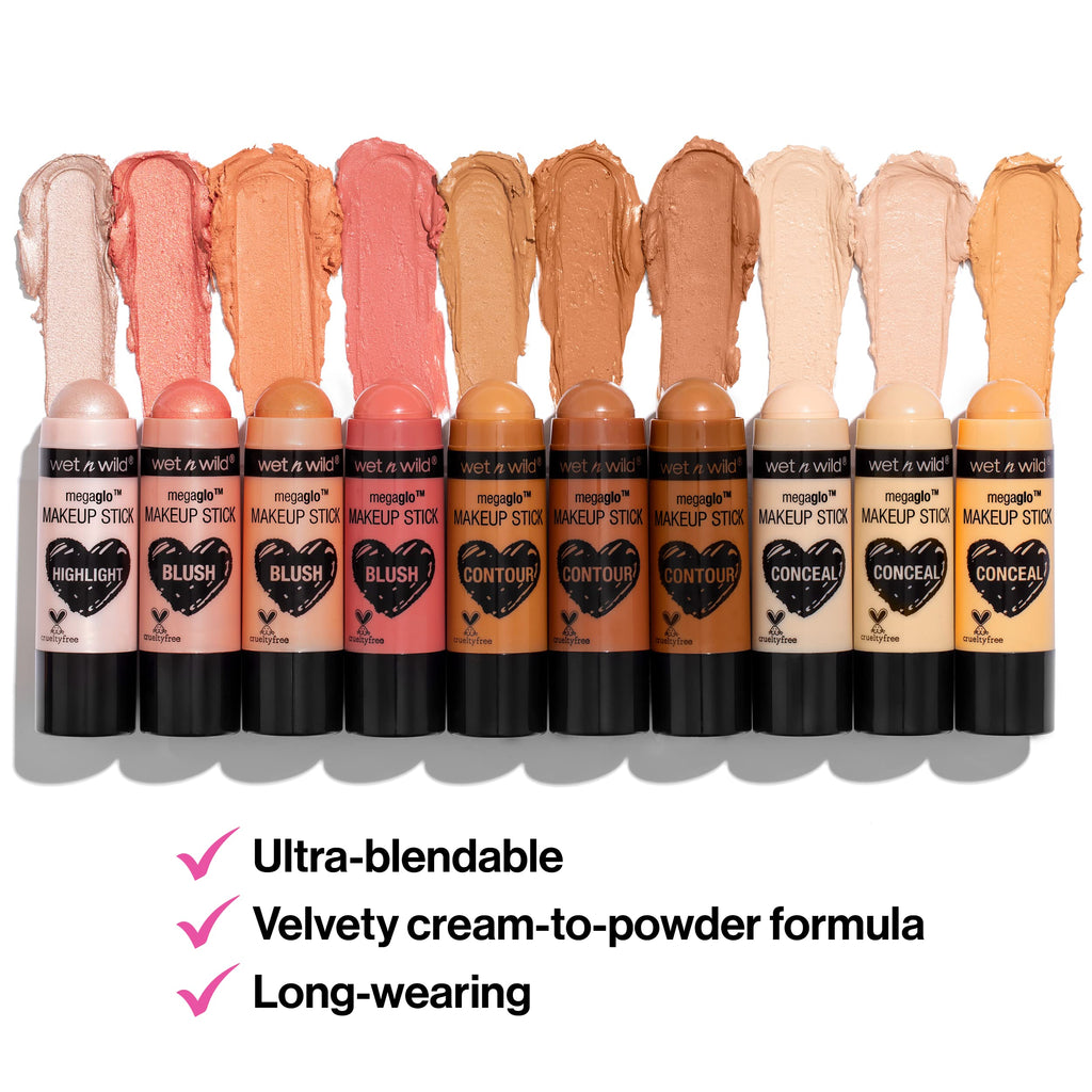 wet n wild MegaGlo Makeup Stick, Buildable Color, Versatile Use, Cruelty-Free & Vegan - When the Nude Strikes