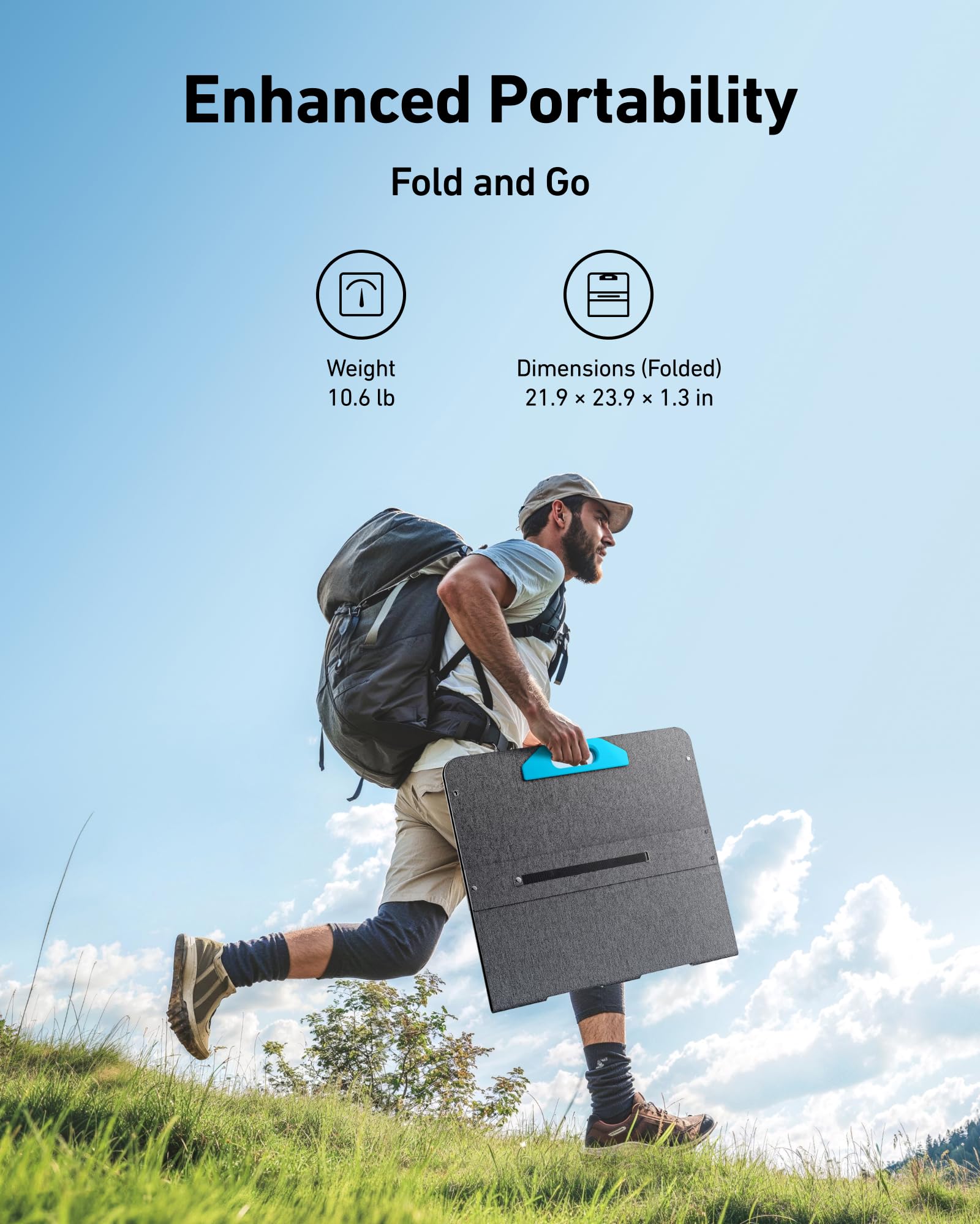 Anker SOLIX PS200 Solar Panel with Adjustable Kickstand, 200W Foldable Portable Solar Charger, IP67 Waterproof, 23% Higher Energy Conversion Efficiency, for Camping, RVs, and Blackouts