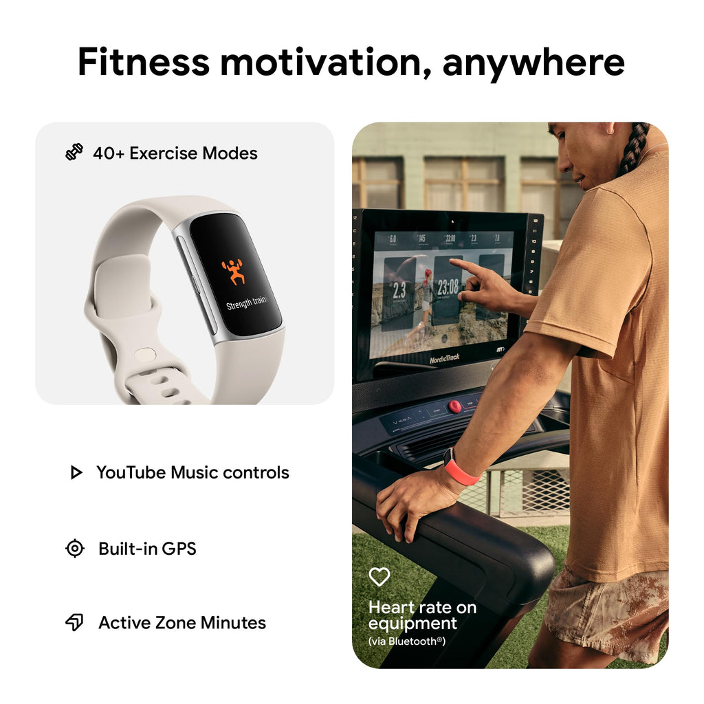 Fitbit Charge 6 Fitness Tracker with Google apps, Heart Rate on Exercise Equipment, 6-Months Premium Membership Included, GPS, Health Tools and More, Obsidian/Black, One Size (S & L Bands Included)