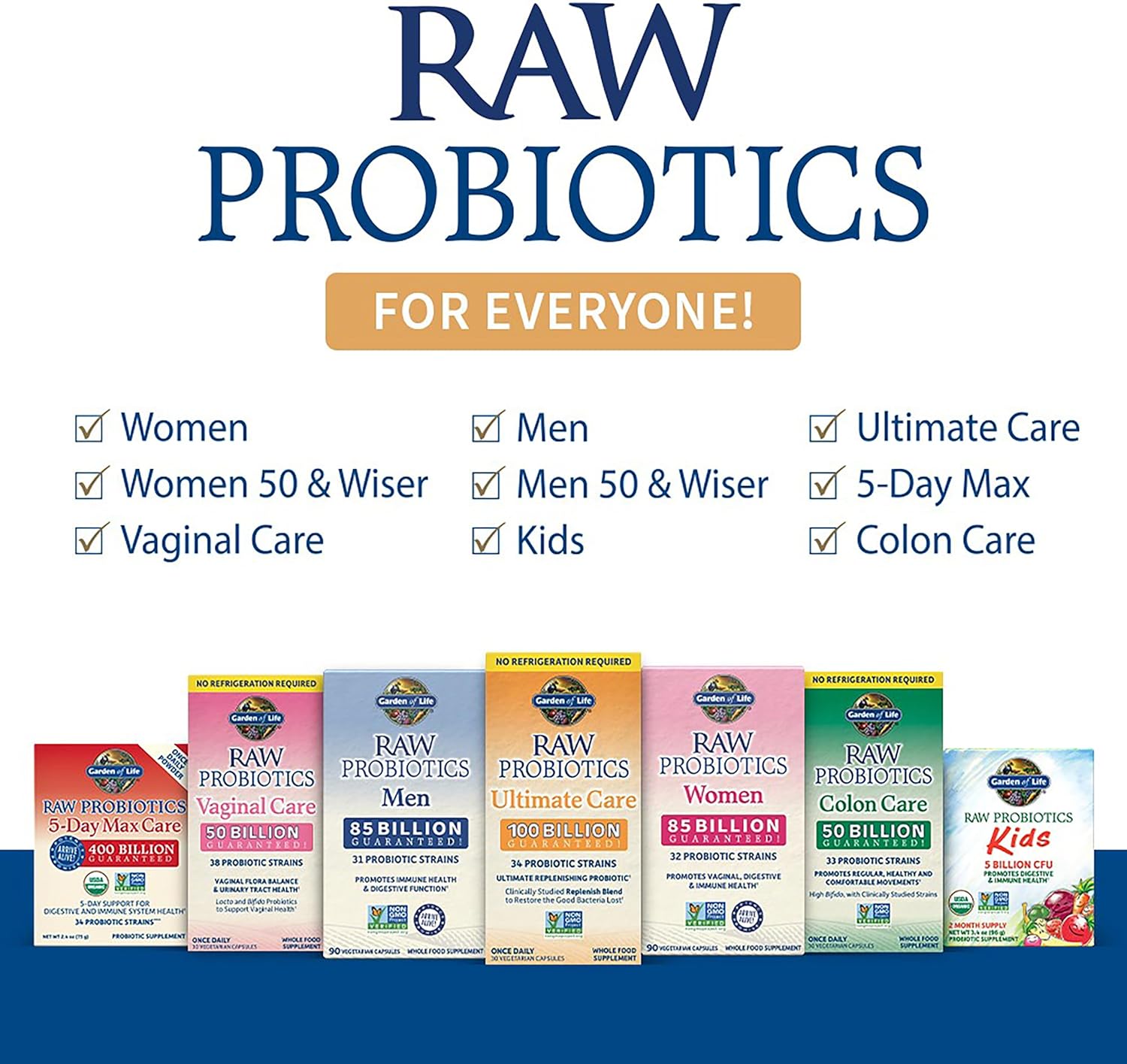 Garden of Life Raw Probiotics Ultimate Care - 100 Billion CFU - Dietary Supplement for Gut Health Support - For Women & Men - 30 Vegetarian Capsules