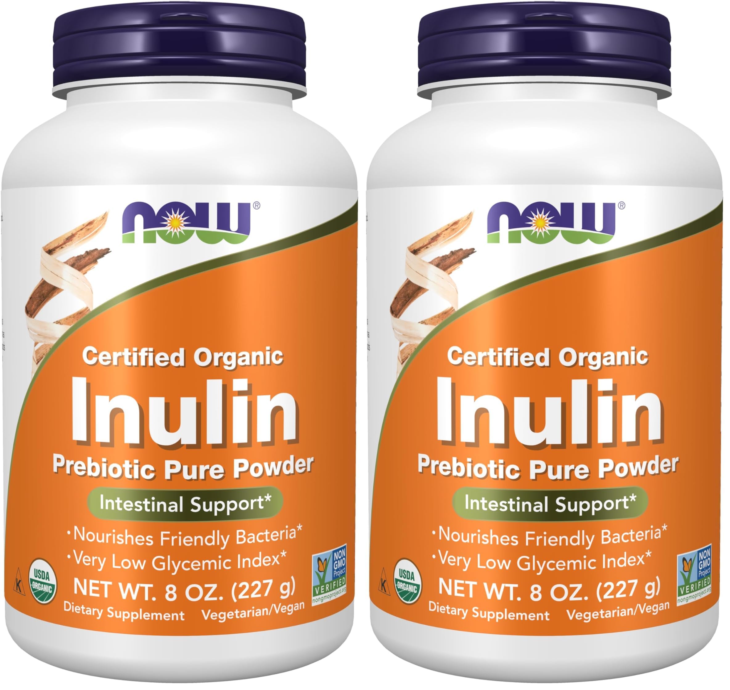 NOW Foods Supplements, Inulin Prebiotic Pure Powder, Certified Organic, Non-GMO Project Verified, Intestinal Support*, 8-Ounce