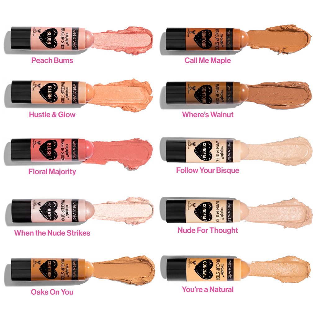wet n wild MegaGlo Makeup Stick, Buildable Color, Versatile Use, Cruelty-Free & Vegan - When the Nude Strikes
