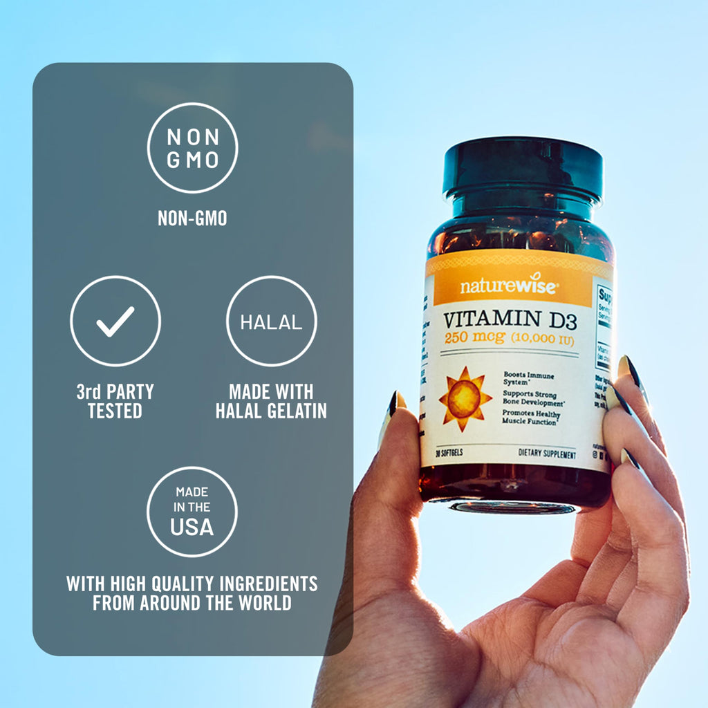 NatureWise Vitamin D3 5000iu (125 mcg) 1 Year Supply for Immune Support, Healthy Muscle Function, and Bone Health - Non-GMO, Gluten Free in Organic Extra Virgin Olive Oil, (Mini Softgel), 360 Count