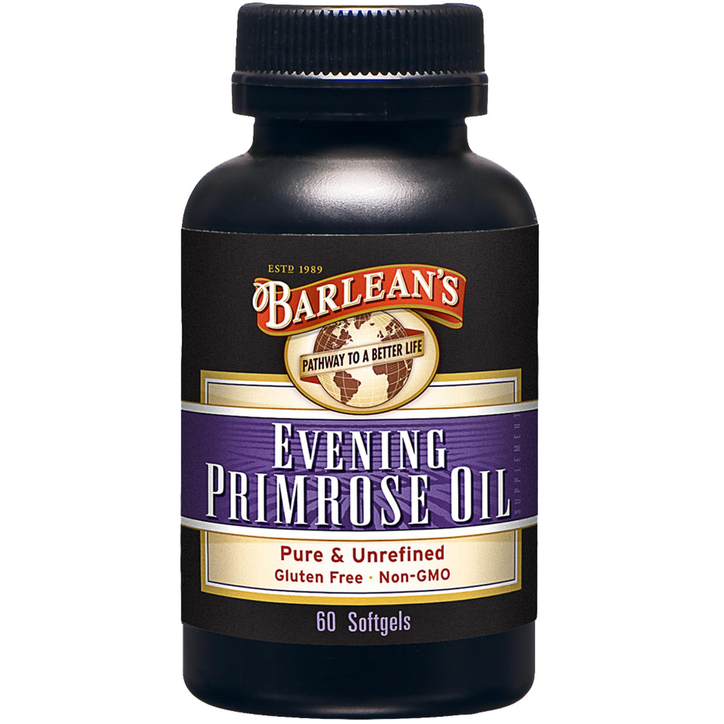 Barlean's Evening Primrose Oil Capsules, GLA Supplement for Men and Women, Healthy Skin, Immune Support and Bone Strength 1300mg Softgels, 120 Count