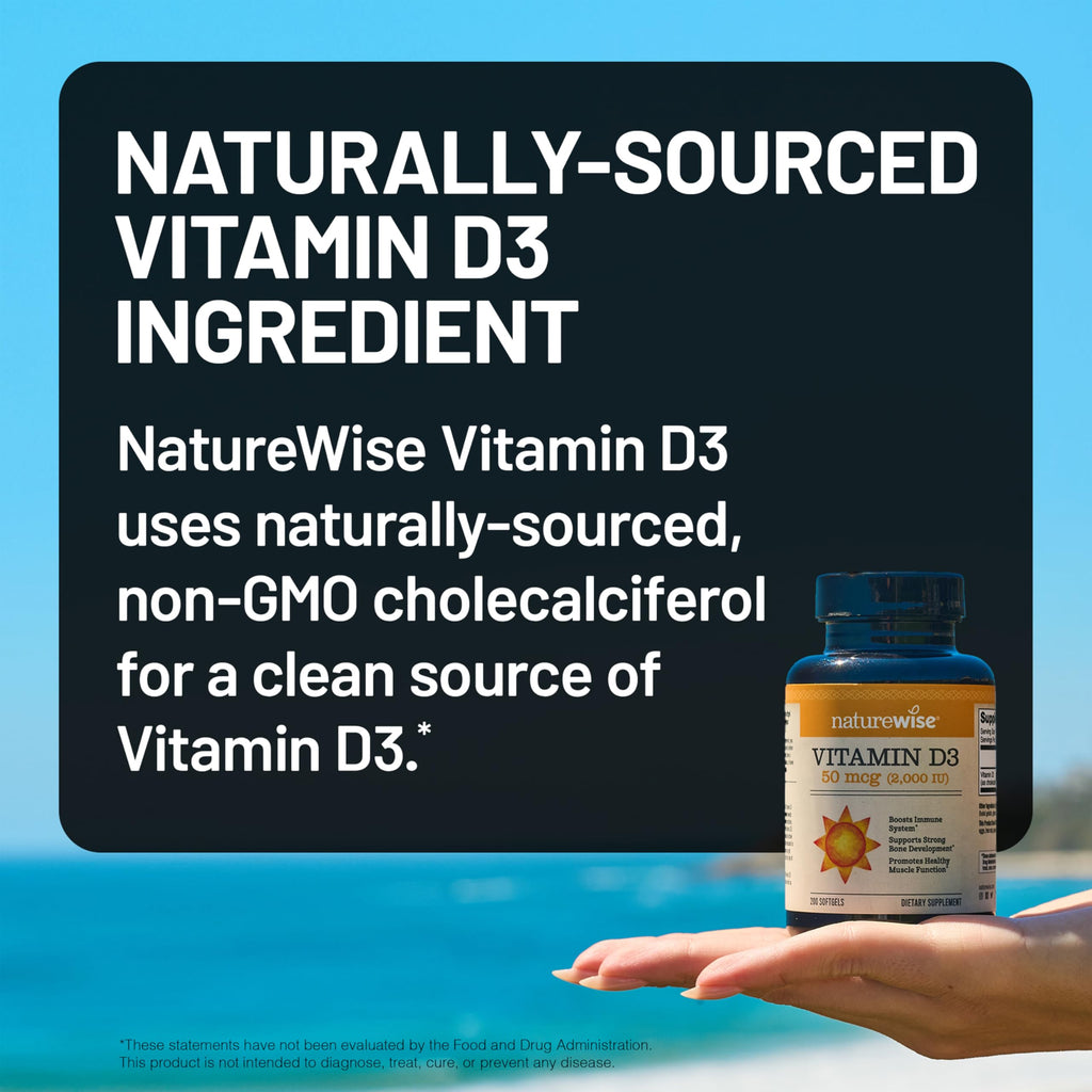 NatureWise Vitamin D3 5000iu (125 mcg) 1 Year Supply for Immune Support, Healthy Muscle Function, and Bone Health - Non-GMO, Gluten Free in Organic Extra Virgin Olive Oil, (Mini Softgel), 360 Count