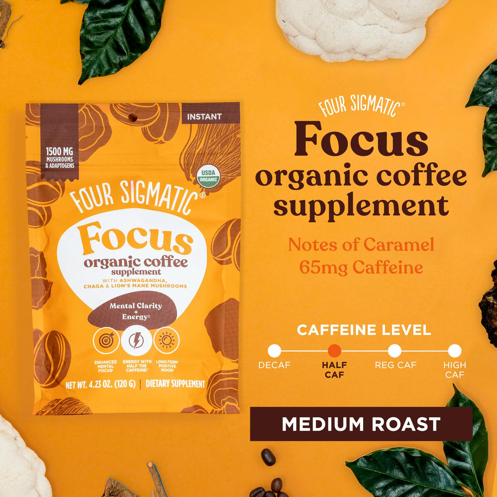 Four Sigmatic Original Mushroom Coffee | High Dose Lion's Mane, Chaga, Turkey Tail, Cordyceps and Reishi | Energy, Focus & Immune Support | 30 Servings