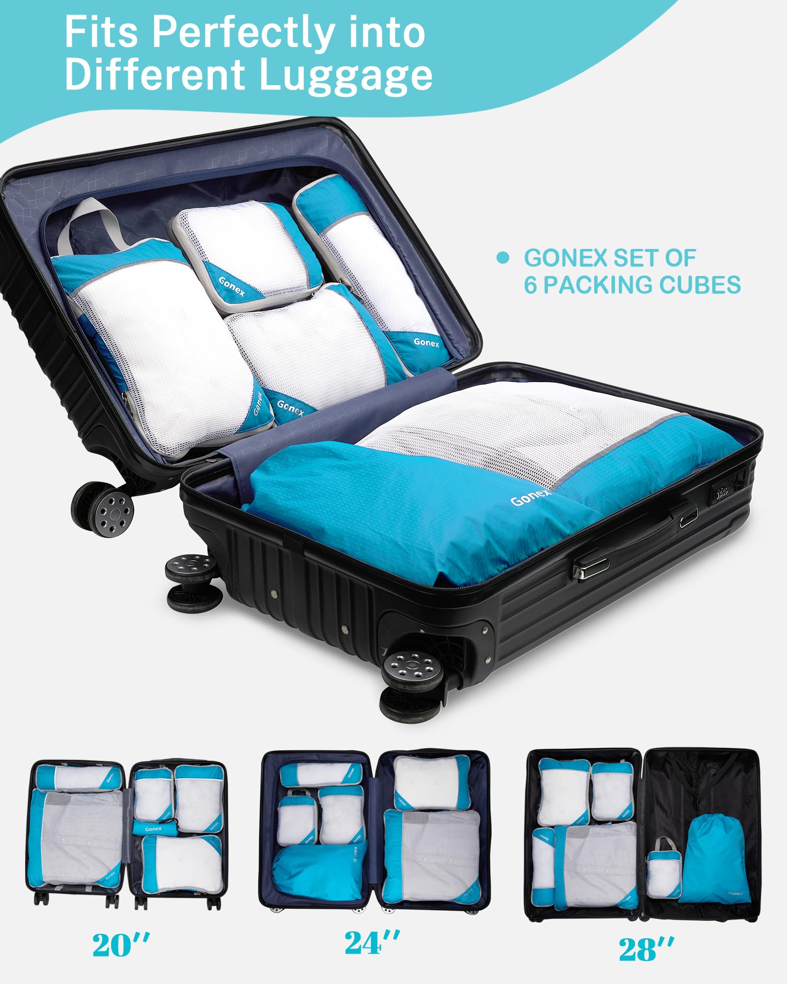 Compression Packing Cubes, Gonex Extensible Storage Mesh Bags Organizers