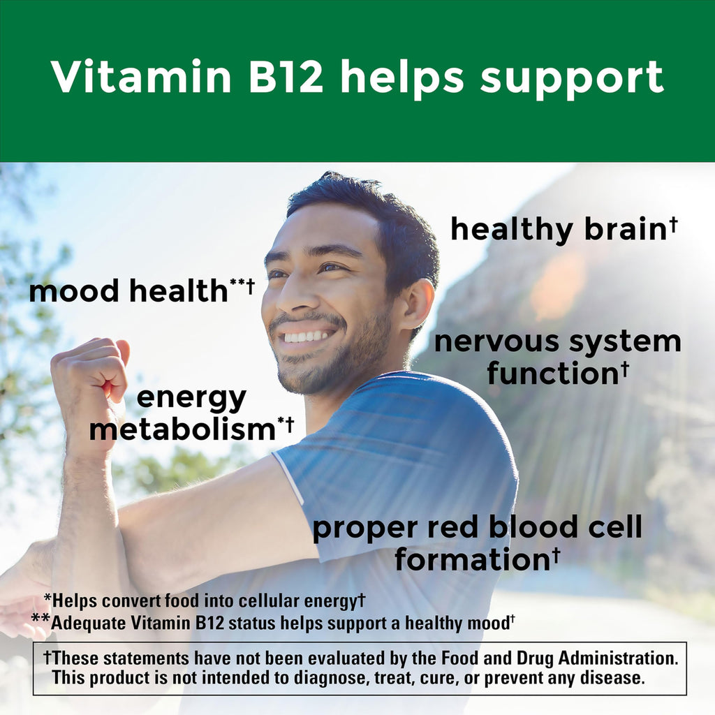 Nature Made Vitamin B12 1000 mcg, Easy to Take Vitamin B12 Sublingual Tablets for Energy Metabolism Support, 50 Sugar Free Fast Dissolve Tablets, 50 Day Supply