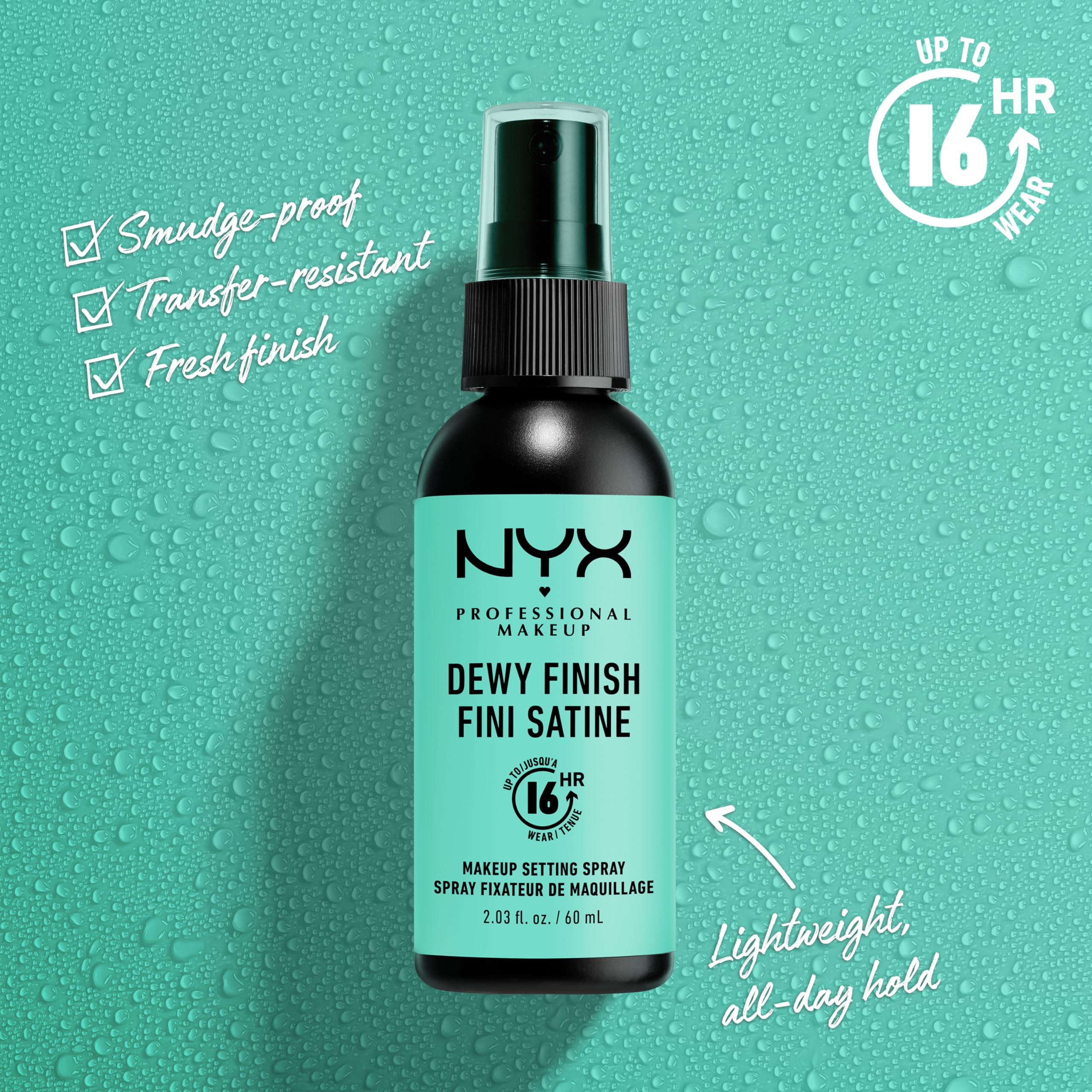 NYX PROFESSIONAL MAKEUP Makeup Setting Spray - Matte Finish, Long-Lasting Face Mist for up to 16HR Wear, Vegan Formula