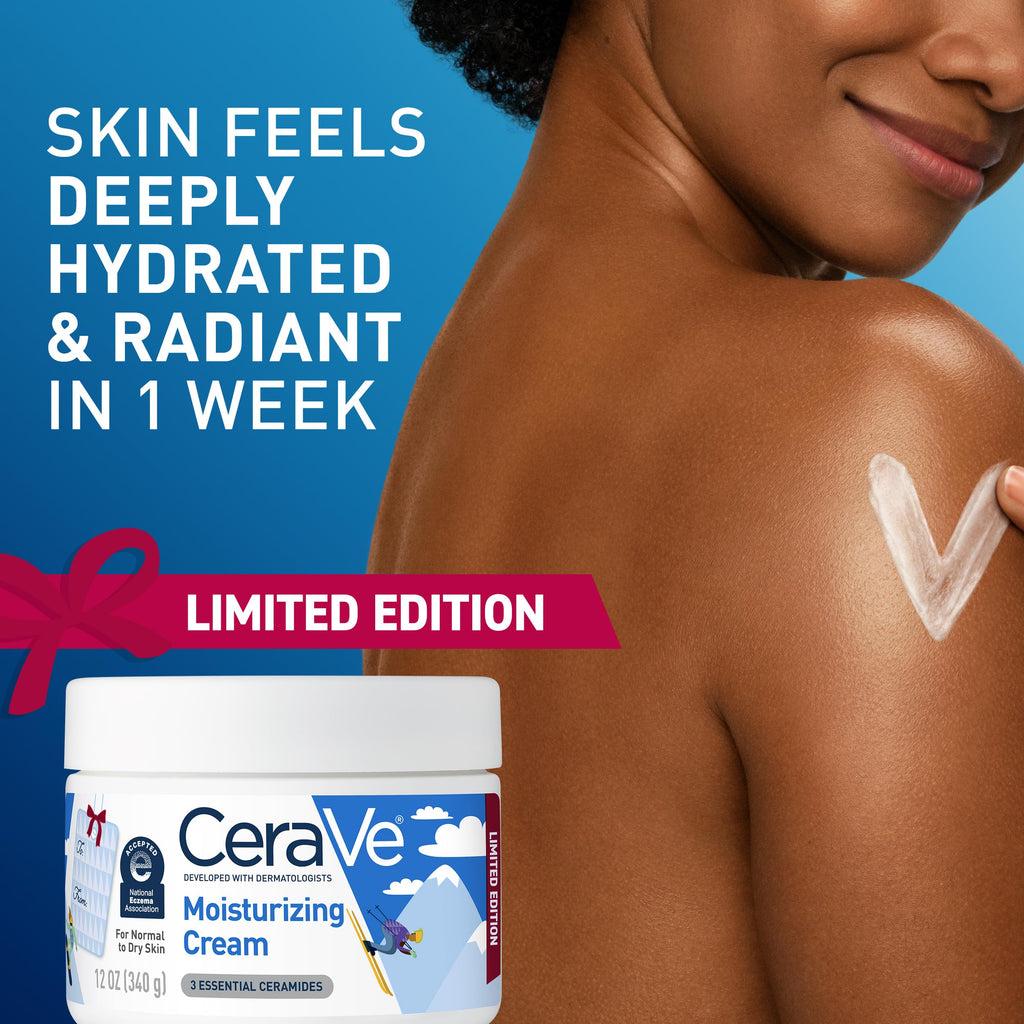 CeraVe Moisturizing Cream, Body and Face Moisturizer for Dry Skin, Body Cream with Hyaluronic Acid and Ceramides, Daily Moisturizer, Oil-Free, Fragrance Free, Non-Comedogenic, 19 Ounce