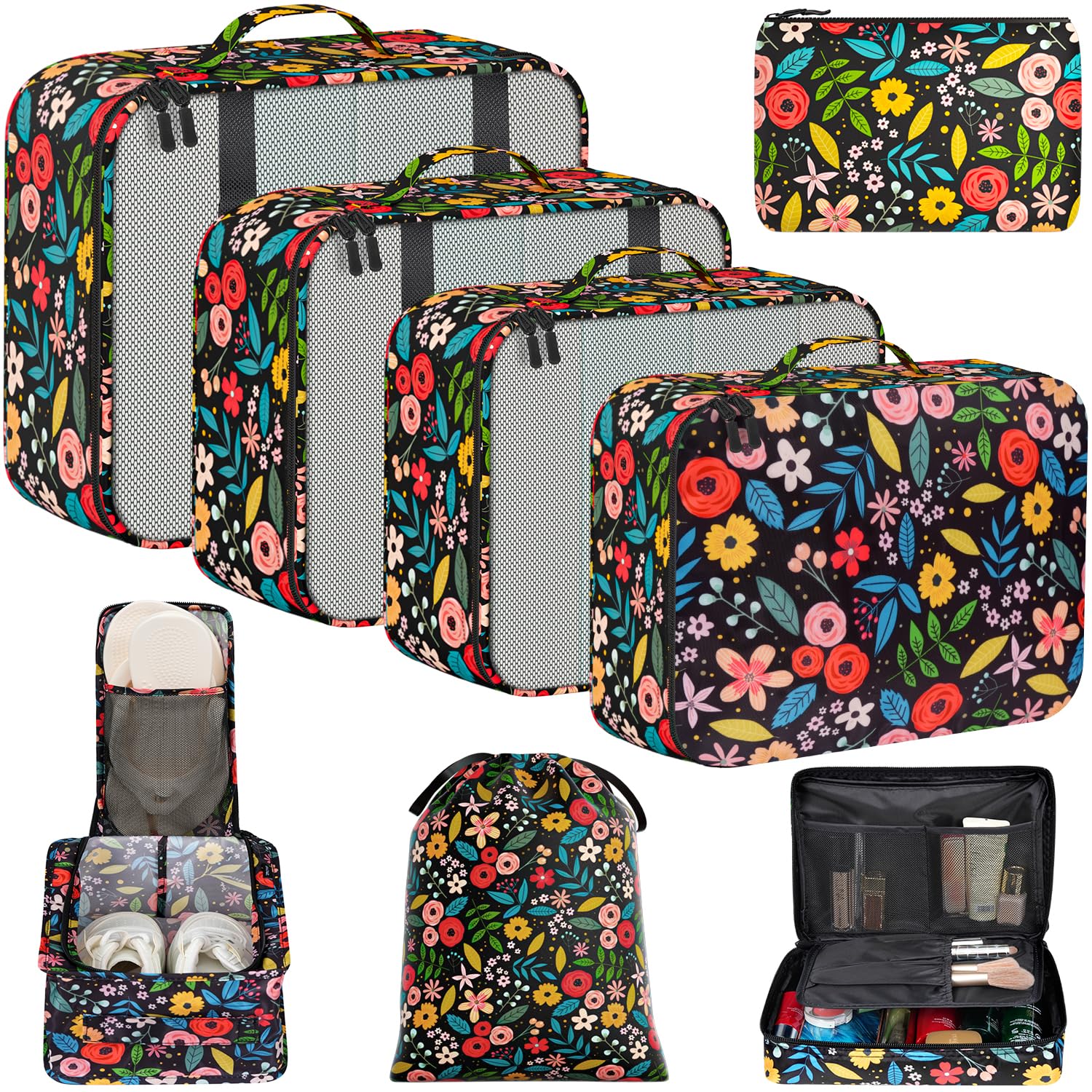 BAGAIL 8 Set Packing Cubes Luggage Packing Organizers for Travel Accessories-Cream
