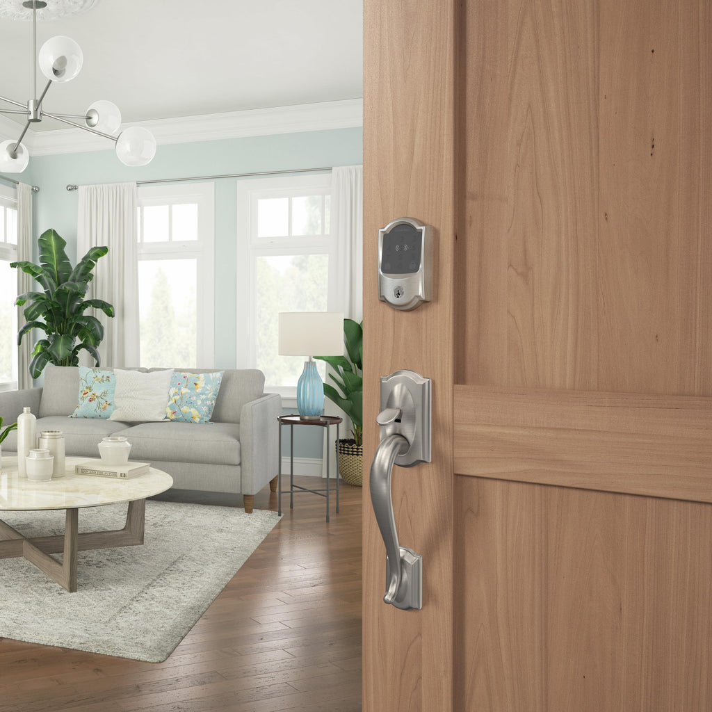 Schlage Encode Plus Smart Wi-Fi Lock for Front Door, Keyless Entry Deadbolt, Unlock with Apple Watch, Built-in WiFi and App Control, Easy Install, Alexa & Apple HomeKit Compatible, Satin Nickel